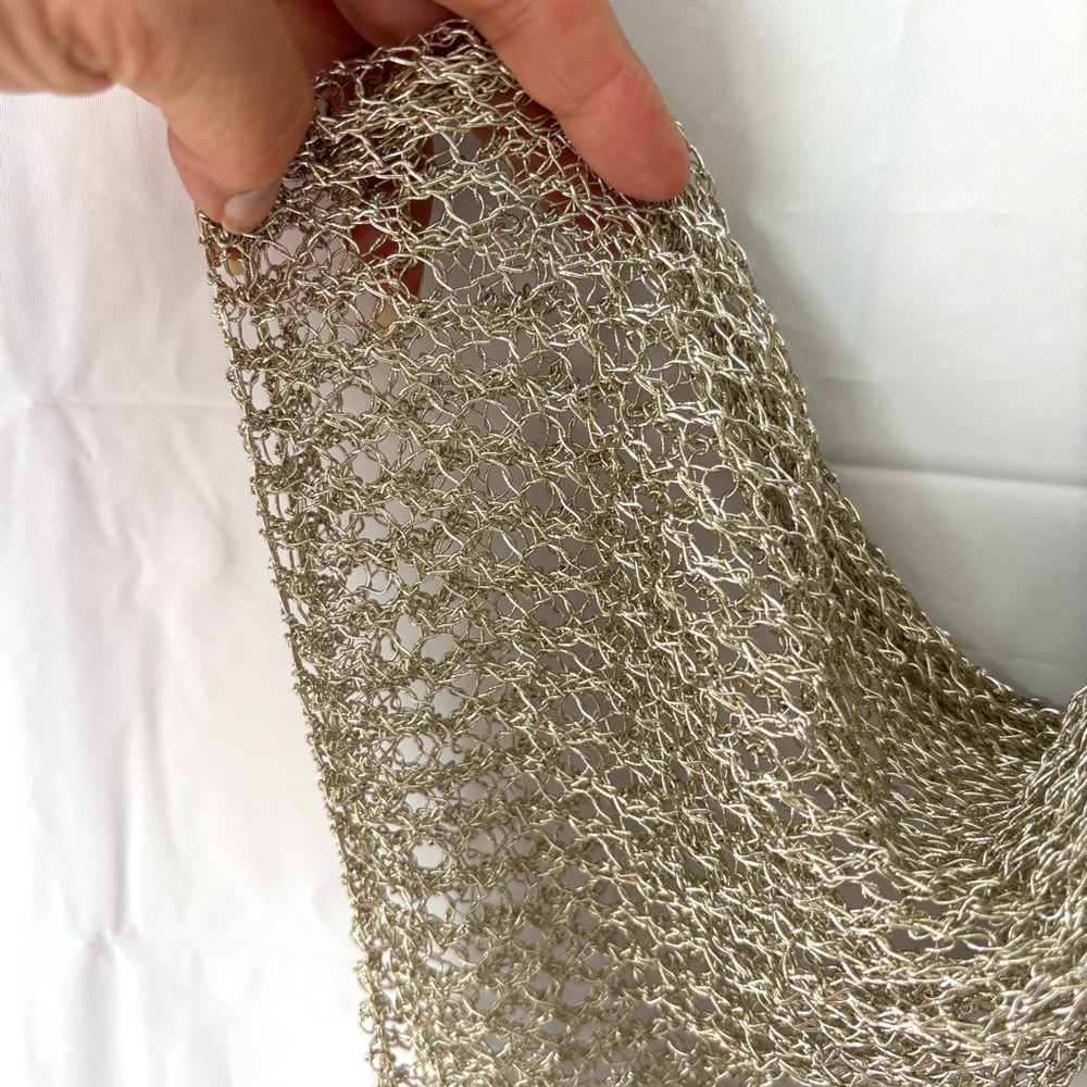 Meshki Silver Hilton Diamanté Mesh Crop Top SZ S Worn Once - Picture 6 of 12